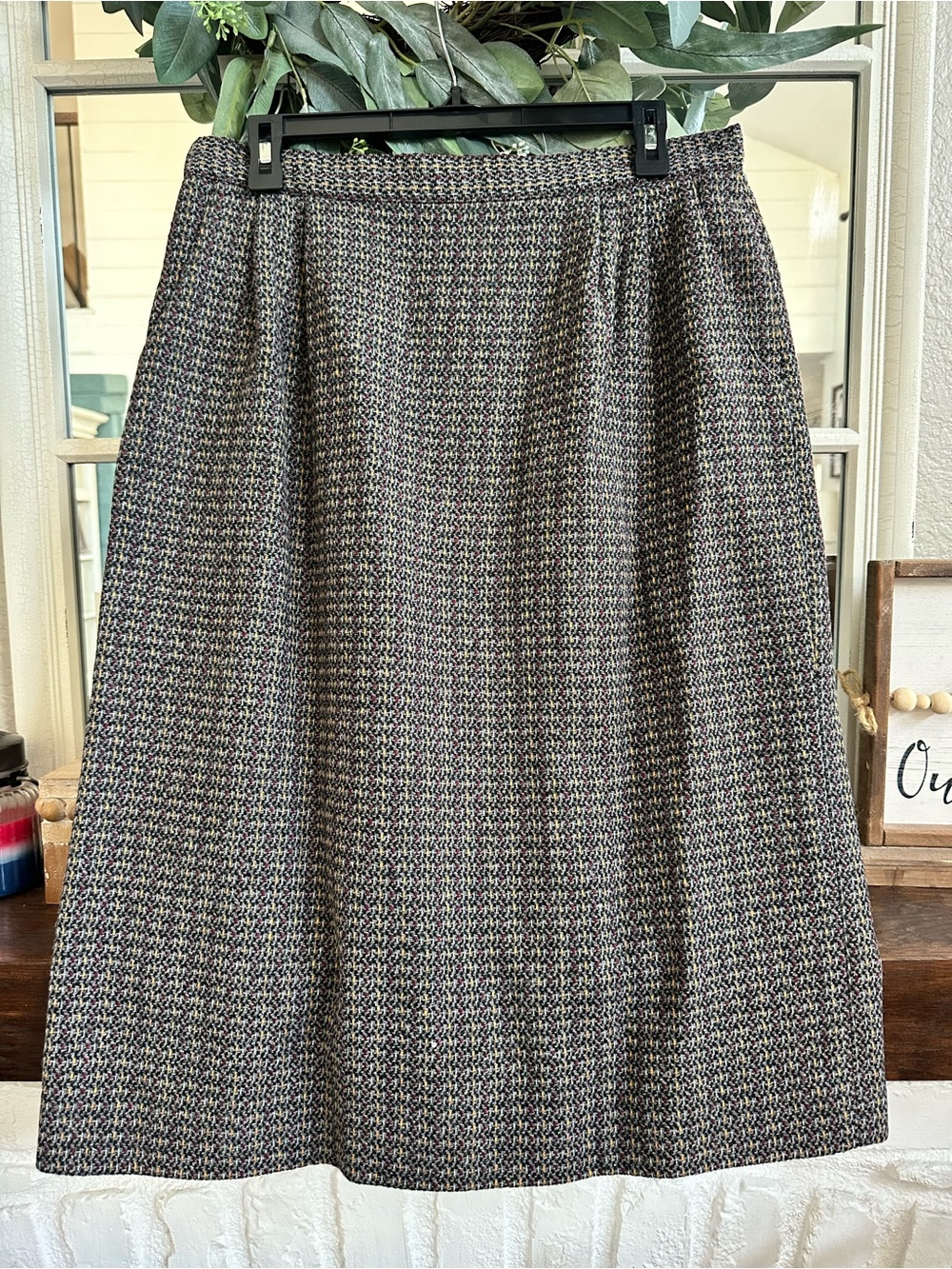 Vintage Toffs A-Line Tweed Skirt Size 16 | Classic Textured Midi Skirt